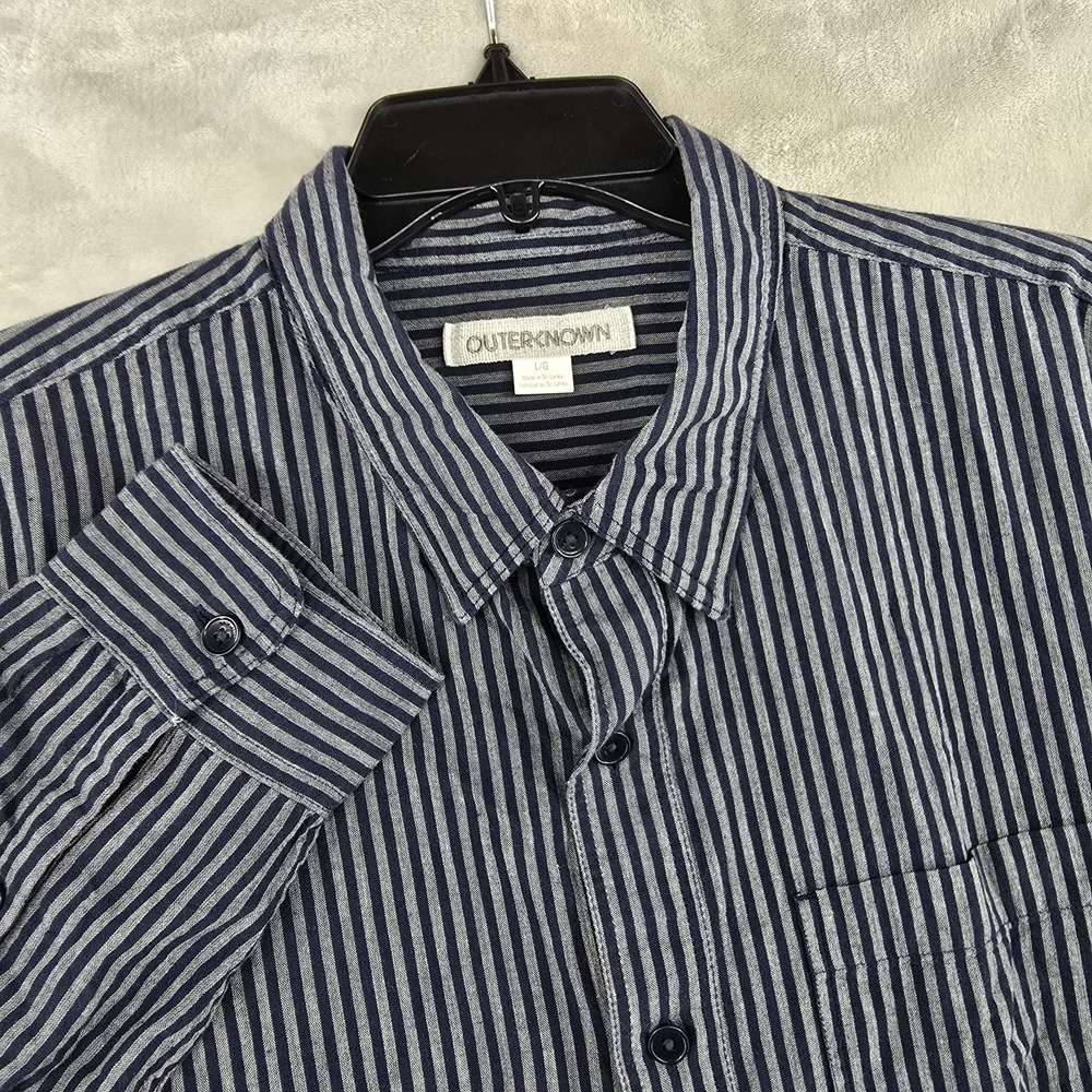 Outerknown Mens Large Blue Striped Long Sleeve‎ Button Up Daytripper Cotton
